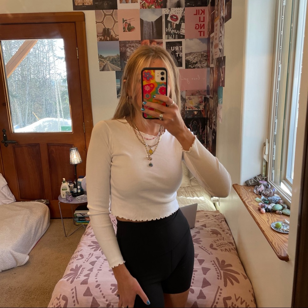 Brandy Melville white Wynne long sleeve top